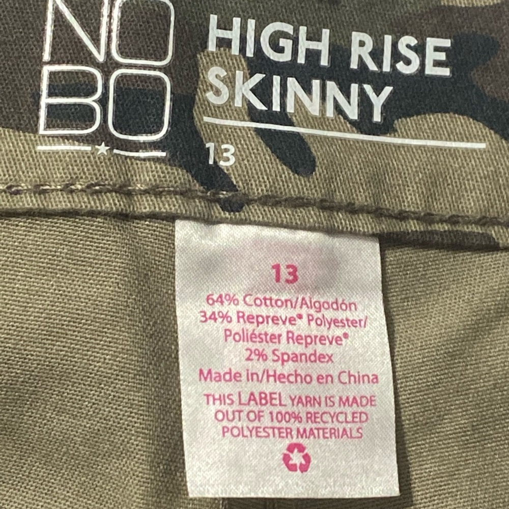 NOBO Camo Green High Rise Skinny Jeans Size 13 (Juniors) - Picture 7 of 9